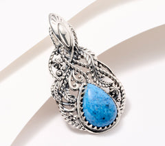 American West Denim Lapis Gemstone Leaf and Rope Detail Sterling Silver Enhancer