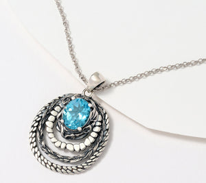Or Paz Oval Gemstone Pendant 18" Necklace, Sterling Silver