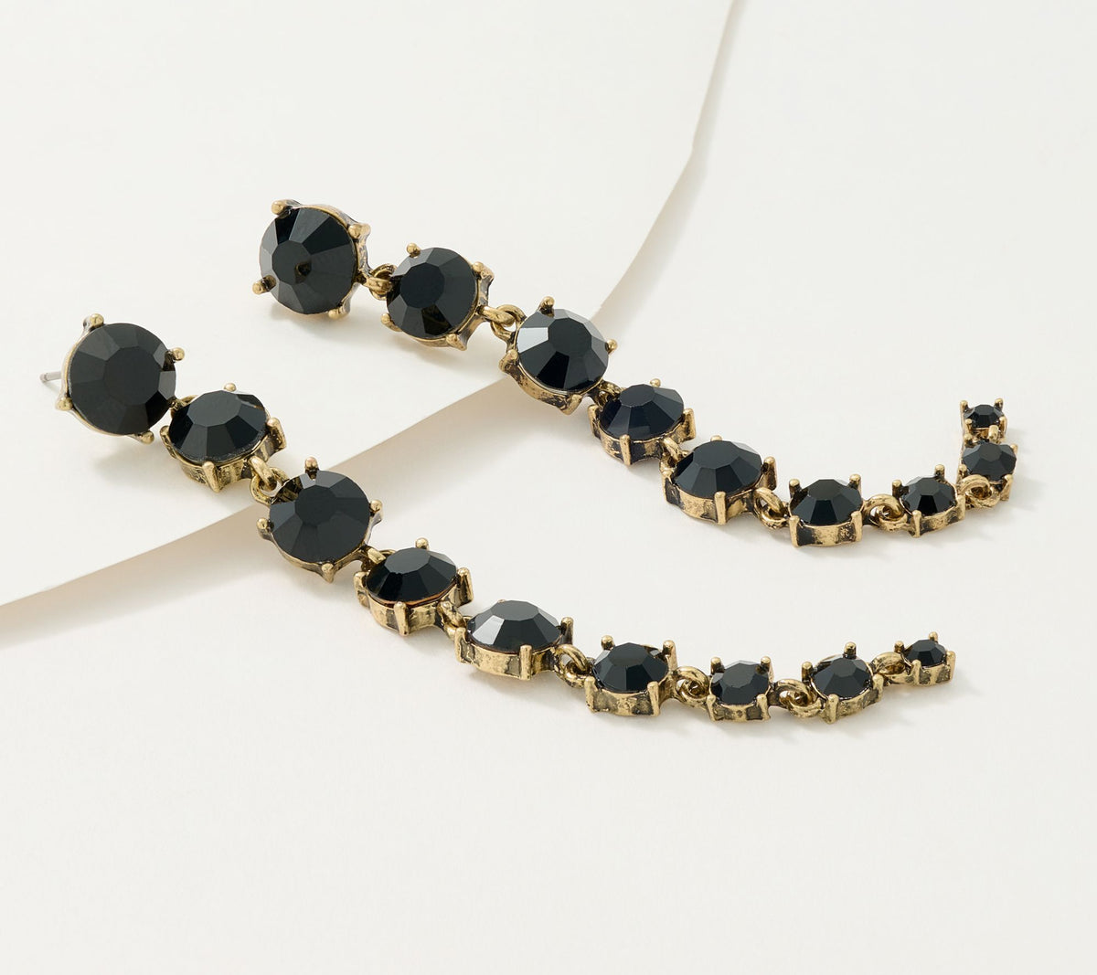 Joan Rivers Goldone "Red Carpet" Black Linear Drop Earrings