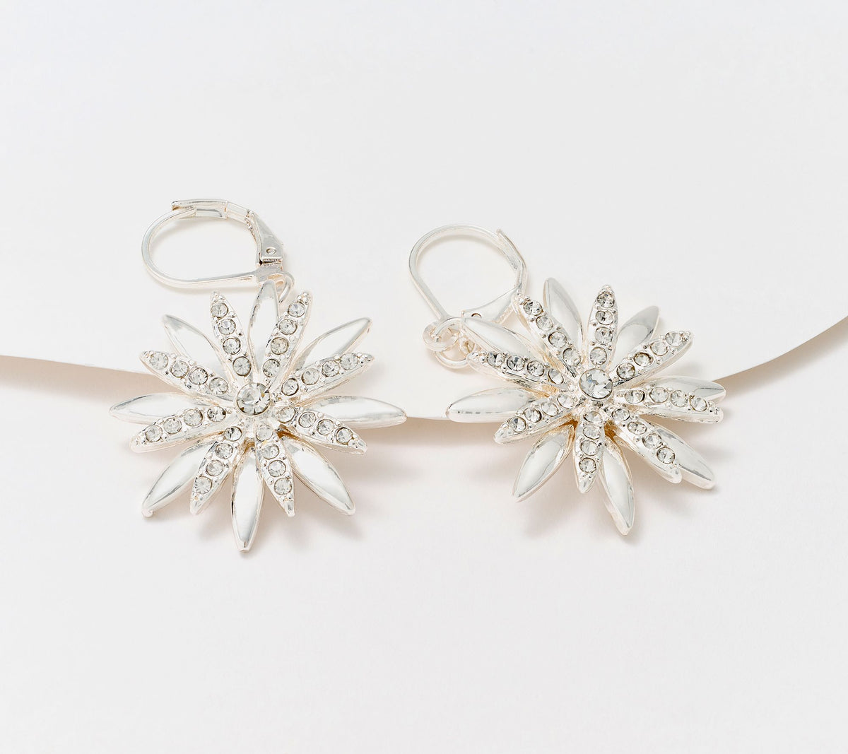 Joan Rivers Silvertone Layered Starburst Drop Earrings, 1"