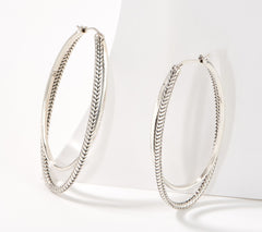 JAI Sterling Silver Balance & Harmony Basketweave Hoop Earrings, 2"