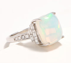 Effy Ethiopian Opal & Diamond Cocktail Ring, 14K WG, Size 7