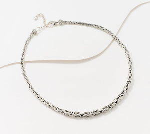 JAI Sterling Silver Graduated Byzantine Necklace