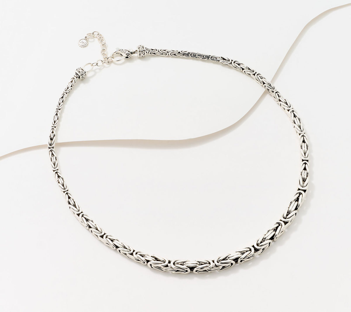 JAI Sterling Silver Graduated Byzantine Necklace