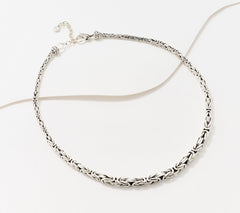 JAI Sterling Silver Graduated Byzantine Necklace