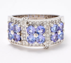Affinity Gems Tanzanite & Diamond Band Ring, 14K White Gold | Size 7