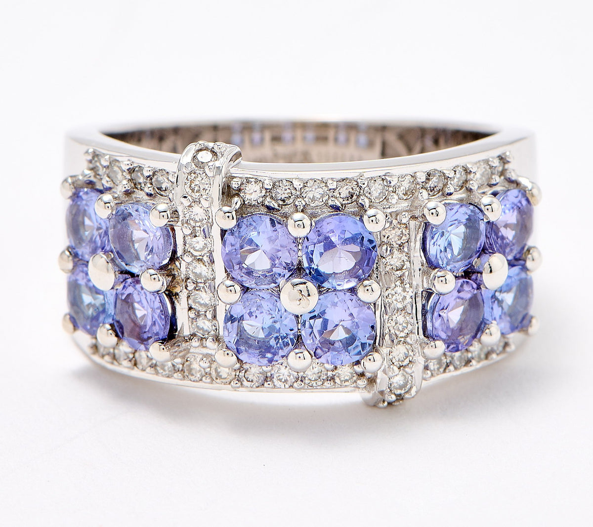 Affinity Gems Tanzanite & Diamond Band Ring, 14K White Gold | Size 7