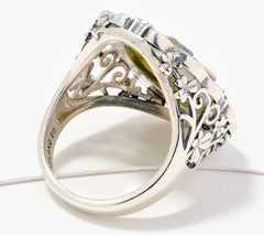 Connemara Marble Sterling Silver Marcasite trinity knot Ring, Size 8