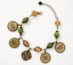 Connemara Marble Castles of Ireland Charm Bracelet, 8"