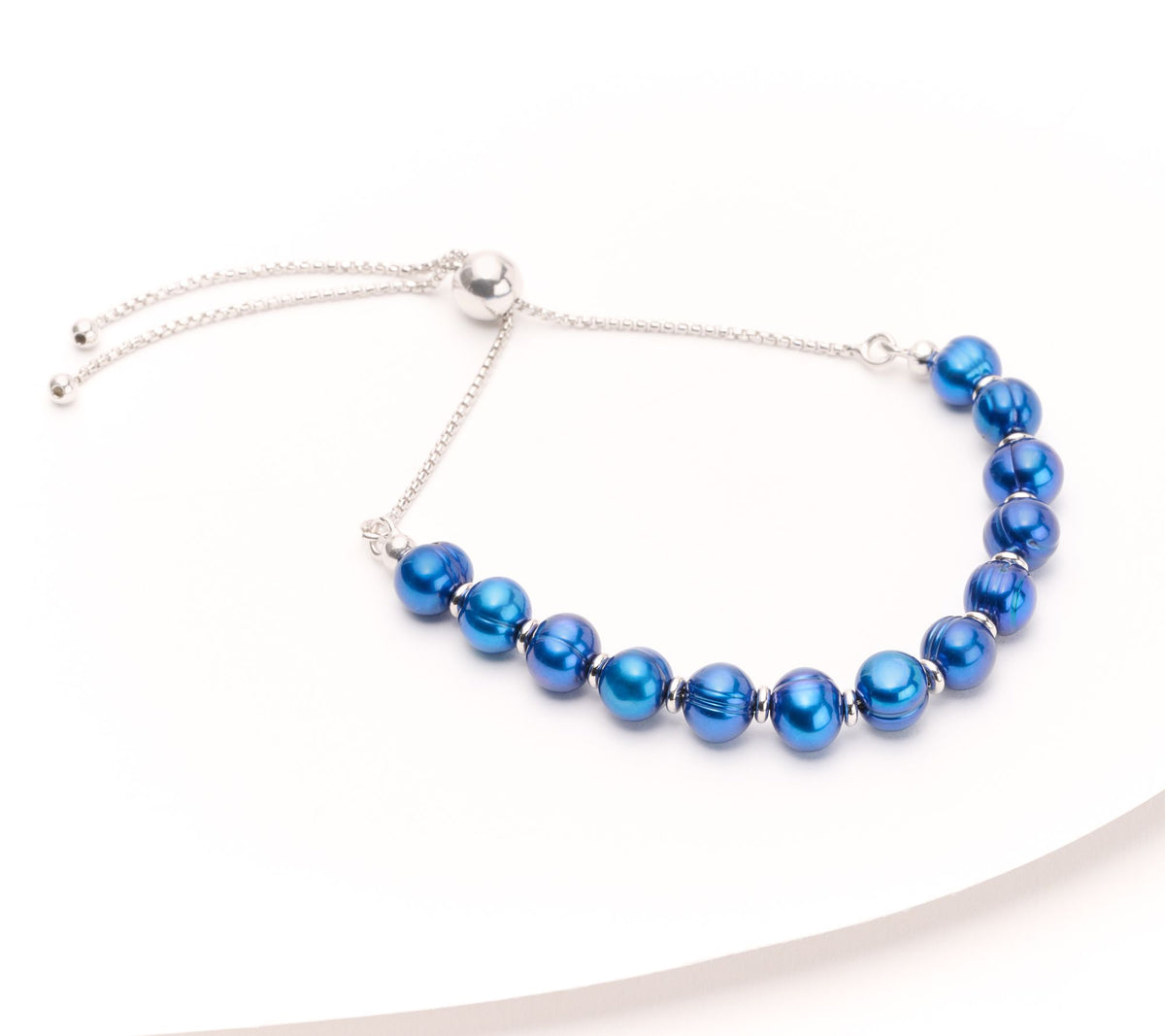 Honora Sterling Silver Cultured Indigo Pearl Adjustable Box Chain Bracelet