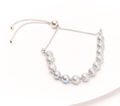 Honora Sterling Silver Cultured Gray Pearl Adjustable Box Chain Bracelet