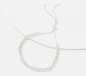UltraFine 950 Silver Adjustable Oval Rolo, Bolo Bracelet, One Size