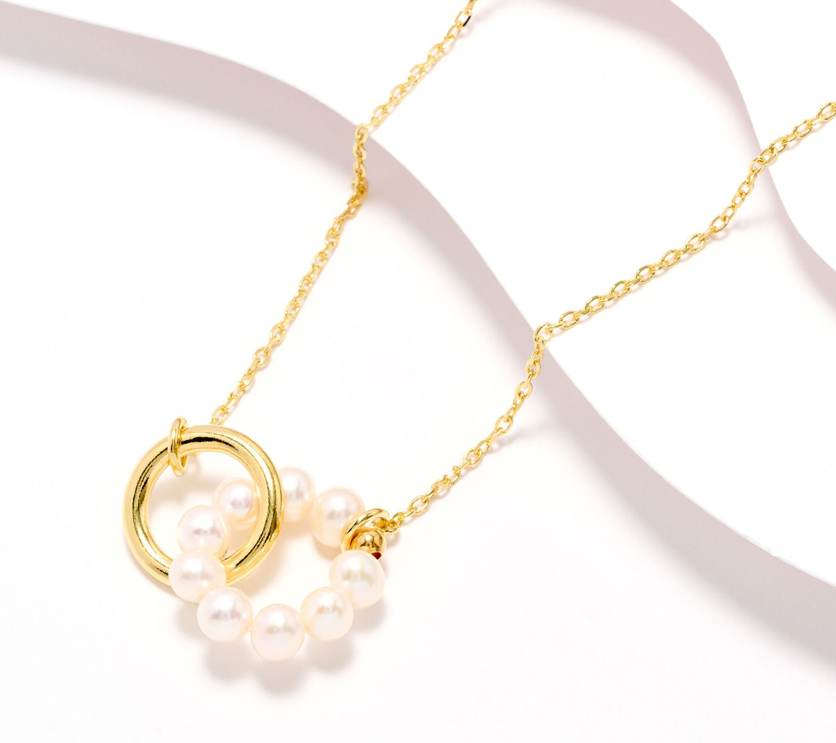 Honora Sterling Silver Goldclad Diamond Cut Forzatina Chain & Cultured Pearls Necklace