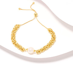 Honora Sterling Silver Goldclad Cultured Pearl Byzantine Friendship Bracelet, Adjustable