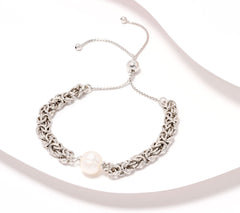 Honora Sterling Silver Cultured Pearl Byzantine Friendship Bracelet, Adjustable