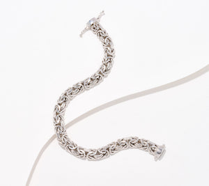 Silver Style Byzantine Bracelet with Magnetic Clasp, Sterling Silver, Average