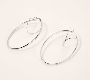 David Markstein Sterling Silver Oval 1- 1/2" Hoop Earrings
