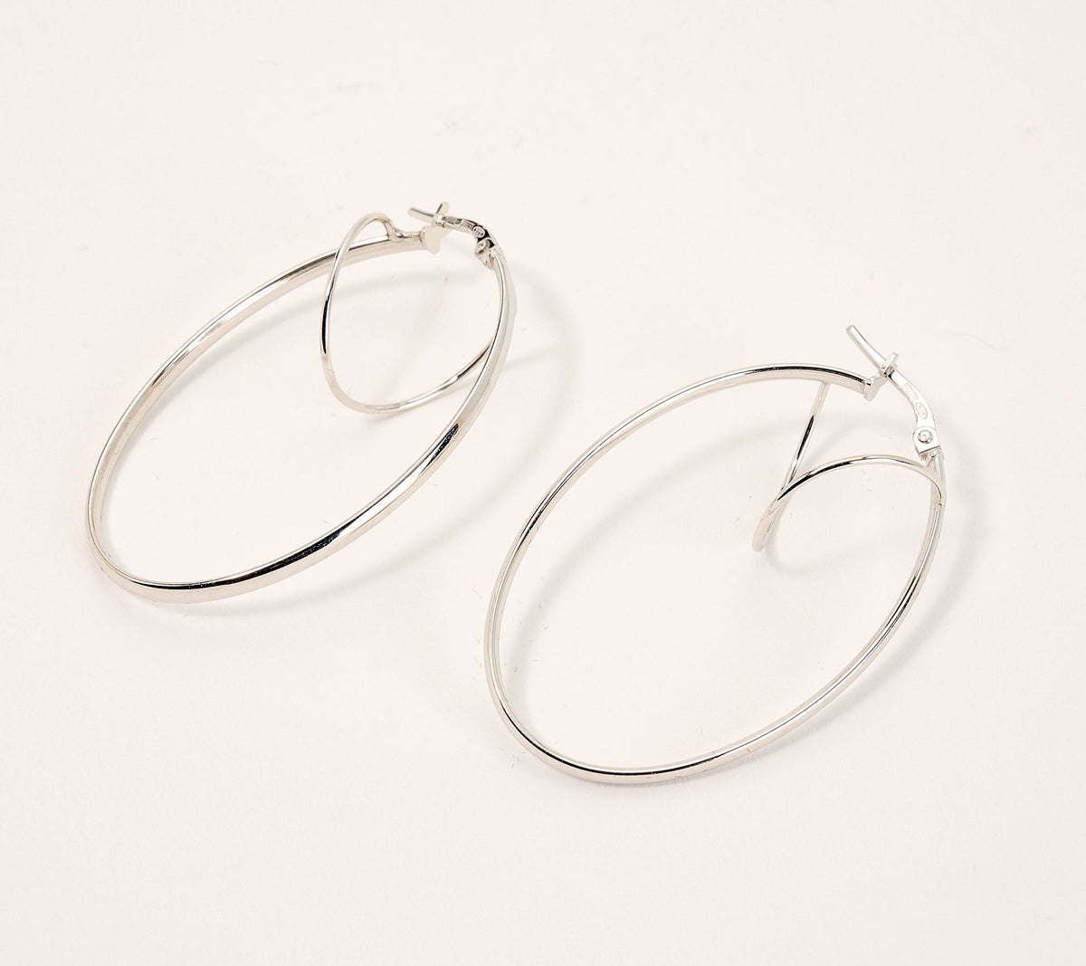 David Markstein Sterling Silver Oval 1- 1/2" Hoop Earrings