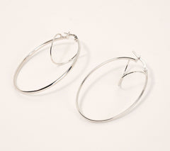 David Markstein Sterling Silver Oval 1- 1/2" Hoop Earrings