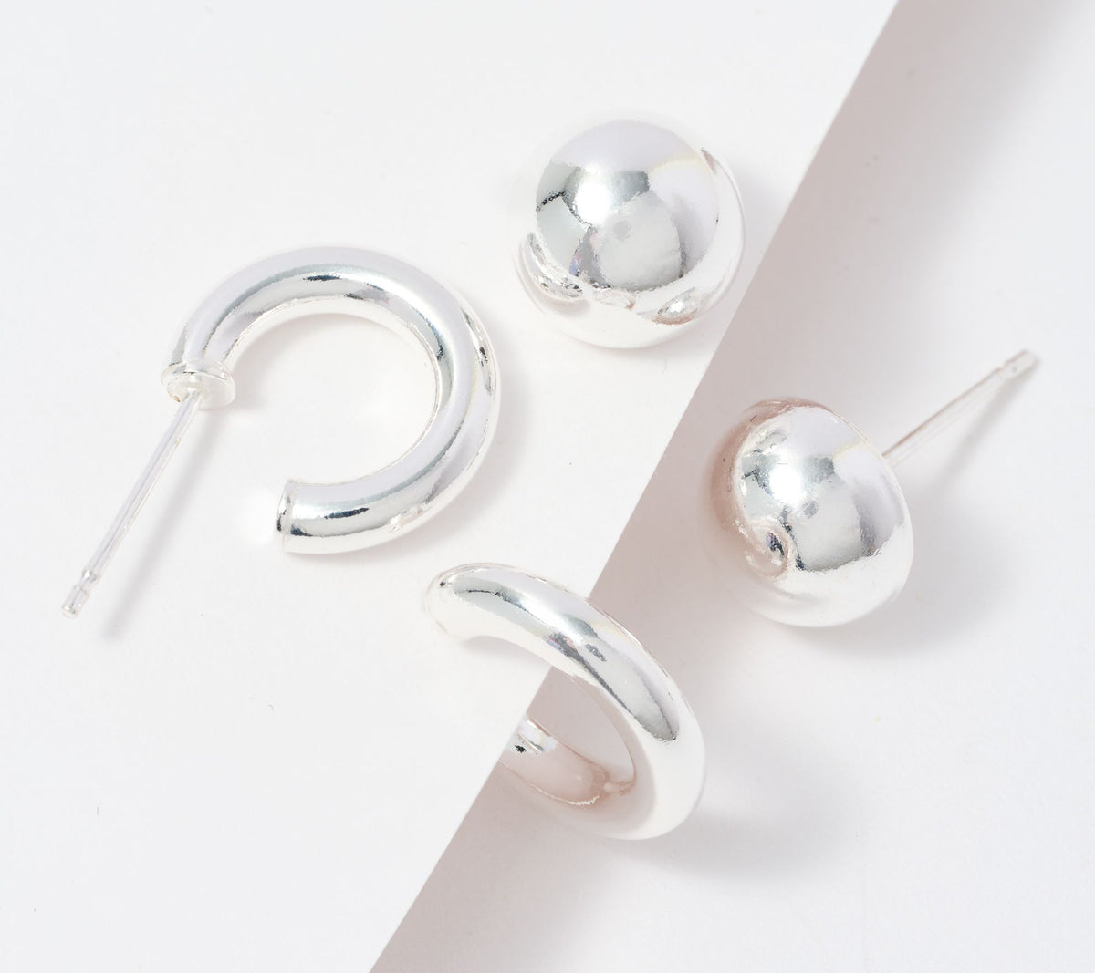 UltraFine 950 Silver Sterling Silver Set of Two Stud and Hoop Earrings