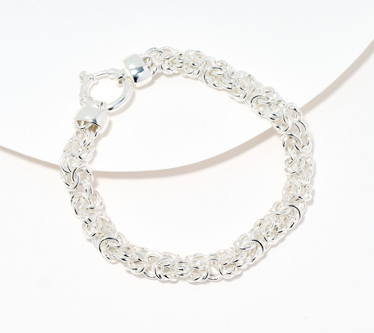 UltraFine 950 Silver Byzantine Italian Chain Bracelet, Small