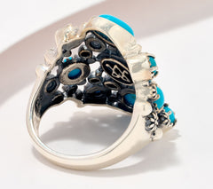 American West Sterling Silver 9-Stone Sleeping Beauty Turquoise Ring, Size 8