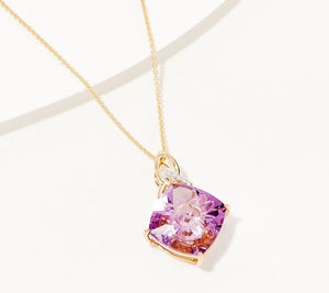 Glenn Lehrer 14K Yellow Gold Kaleidos Cut Cushion Pendant, 18"