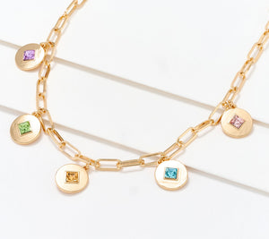 Joan Rivers Paperclip Chain with Medallion Charm Goldtone Necklace 18"