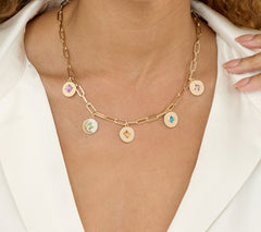 Joan Rivers Paperclip Chain with Medallion Charm Goldtone Necklace 18"