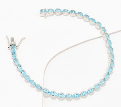 Affinity Gems Sterling Silver Oval Cut Blue Topaz Tennis Bracelet Large