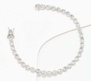 Affinity Gems Sterling Silver Oval Cut White Topaz Tennis Bracelet Avg; 7-1/4"