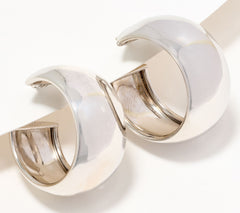 Silver Style Sterling Silver Wide Dome Hoop Earrings, 1"