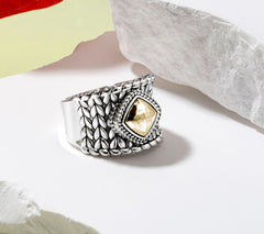 JAI Sterling Silver & 14k Accents Basketweave Saddle Ring, Size 7