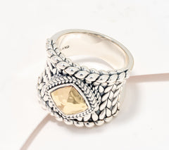 JAI Sterling Silver & 14k Accents Basketweave Saddle Ring, Size 7