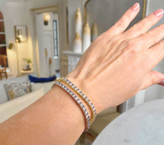 Fire Light Lab Grown Diamond 14K Gold Clad Sterling Silver Tennis Bracelet Large