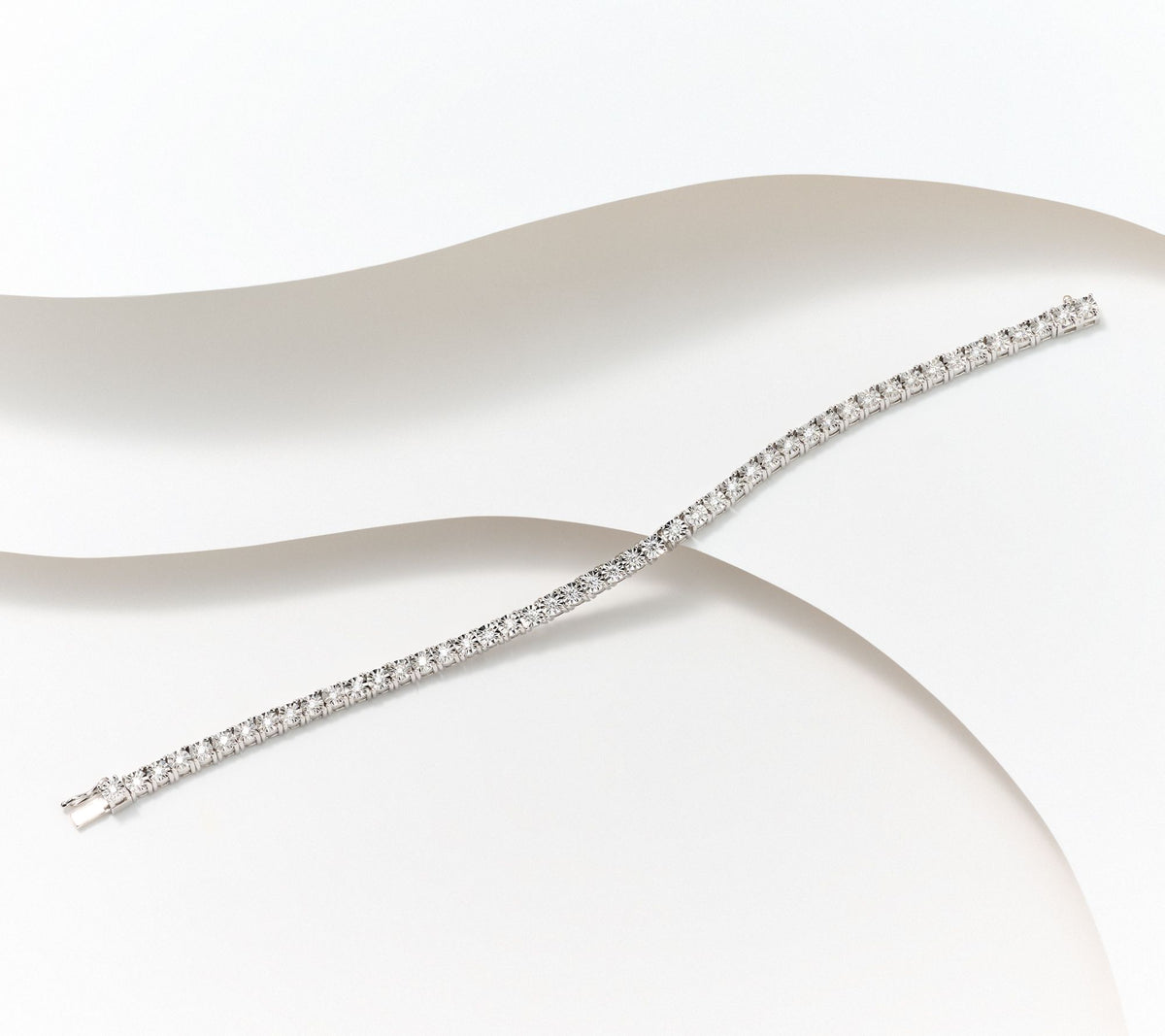 Fire Light Sterling Silver Lab Grown Diamond Tennis Bracelet Avg