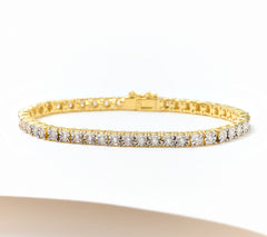 Fire Light Lab Grown Diamond 14K Gold Clad Sterling Silver Tennis Bracelet Large