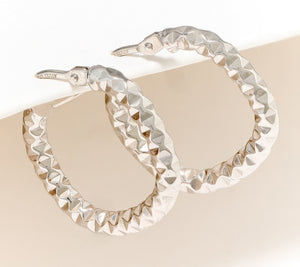 David Markstein 14K Gold Cushion Shaped 1/2" White Hoop Earrings