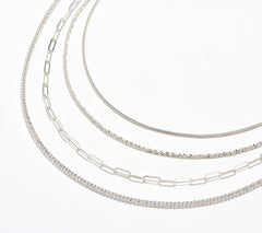 UltraFine 950 Silver Interchangeable 4 Chain Necklace, 18" -24"