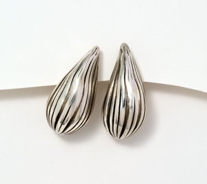 Or Paz  Sterling Silver Bumby Textured Teardrop Stud Earrings, 1-1/4"