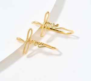 David Markstein 18K GoldClad Sterling Silver Inspirational "Love" Hoop Earrings