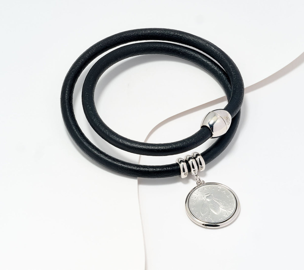 David Markstein Sterling Silver Coin & Leather Bracelet or Necklace Small