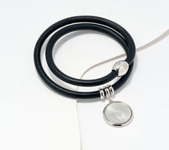 David Markstein Sterling Silver Coin & Leather Bracelet or Necklace Small