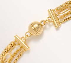 UltraFine 950 Silver Goldclad Multi Chain Magnetic Bracelet, 7-3/4"