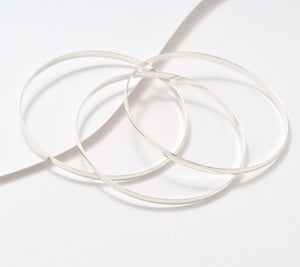 UltraFine 950 Silver Set of 3 Polished Bangles, Avg