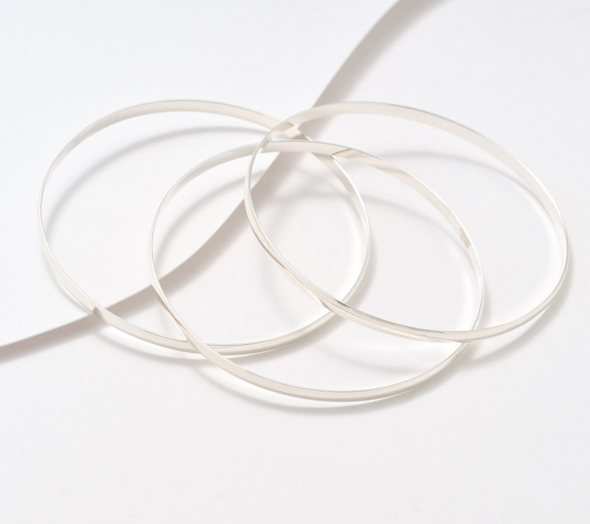 UltraFine 950 Silver Set of 3 Polished Bangles, Avg