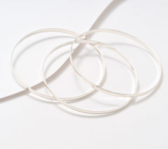 UltraFine 950 Silver Set of 3 Polished Bangles, Avg