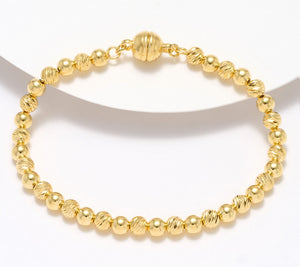 UltraFine 950 Silver Magnetic Bracelet 18K Gold-Plated, Beaded, Avg