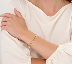 Honora Cultured Pearl Chain Gold-Over Sterling Silver Bracelet Avg