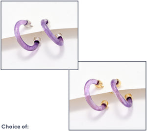 Affinity Gems Carved Opaque Amethyst Gemstone 3/4" SS Hoop Earrings